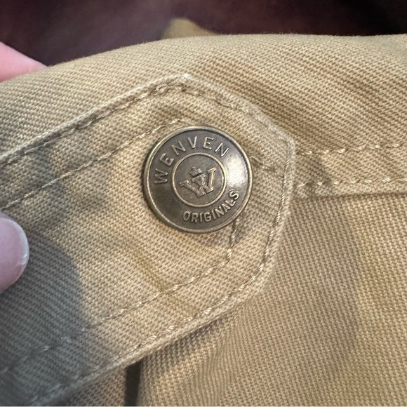 WenVen Olive Green 100% cotton Utility Lapel Military Style Jacket Size Large - Picture 5 of 7